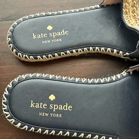 Kate Spade flat espadrille slides sandals. Size 10, blue and beige color. - Picture 3 of 4